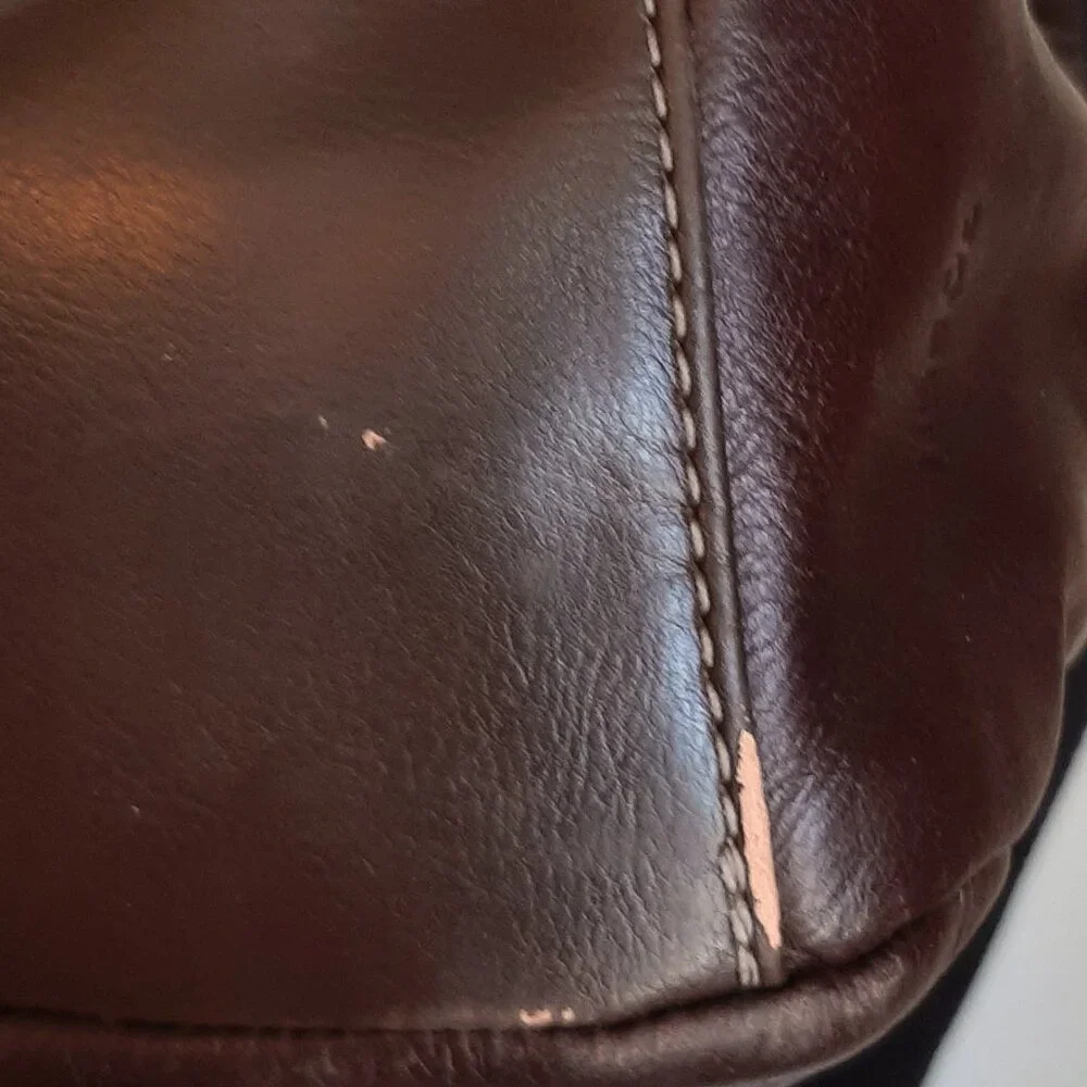 Fossil Brown Leather Messenger Briefcase Crossbody Bag (Flawed)